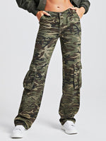 Camouflage Multi-Pocket Low Waist Jeans - 1