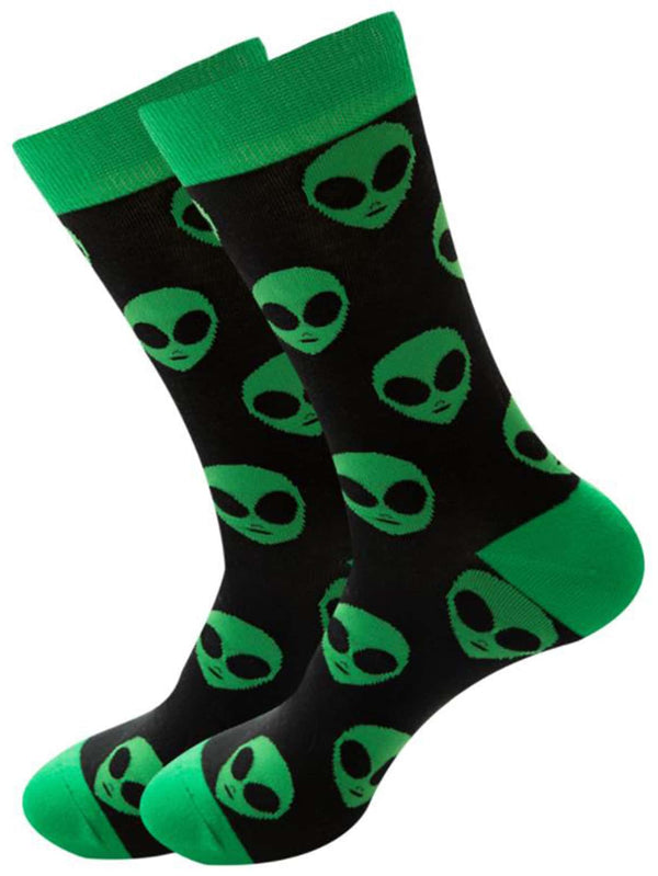 Street Life Alien Print Crew Socks