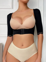 Buckle Front Lace Trim Shapewear Top - 1