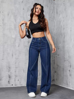 Top-stitching Straight Leg Jeans - 1