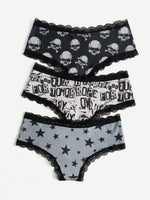 Skull & Star Lace Panty Set - 2