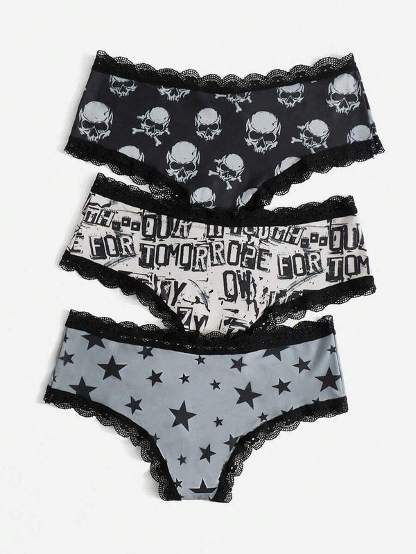 Skull & Star Lace Panty Set