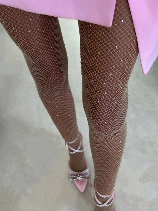 Rhinestone Fashion Fishnet Tights