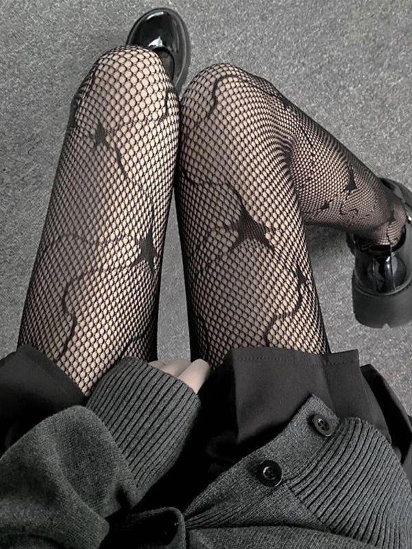 Star Jacquard Fishnet Tights