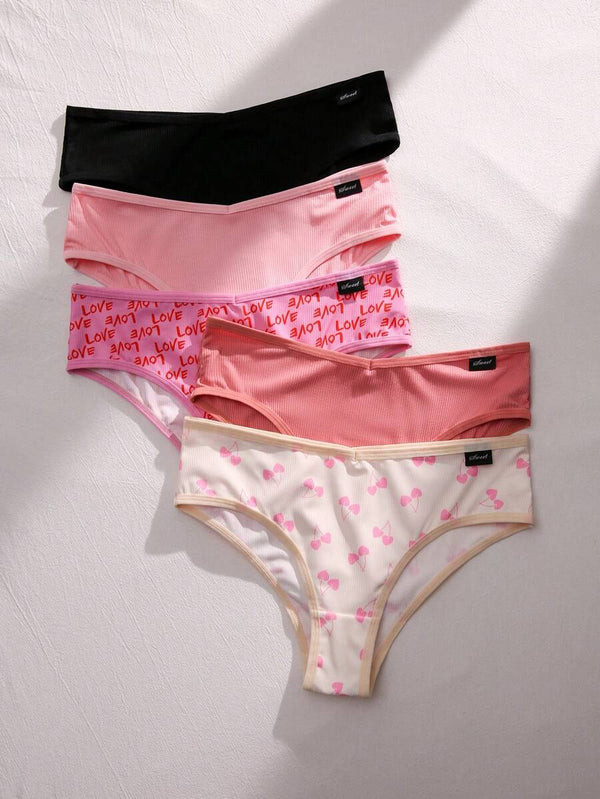 Cherry Print Letter Patch Panty