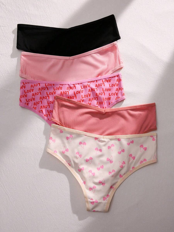Cherry Print Letter Patch Panty