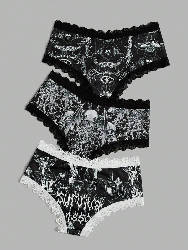 Skull Print Panty Set