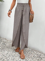 Allover Print Knot Waist Wide Leg Pants - 5