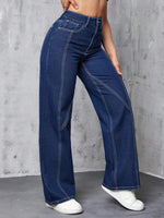 Top-stitching Straight Leg Jeans - 3