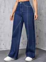 Top-stitching Straight Leg Jeans - 4
