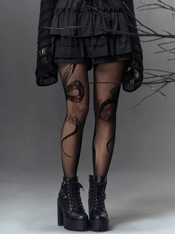 Snake Pattern Fishnet Stockings