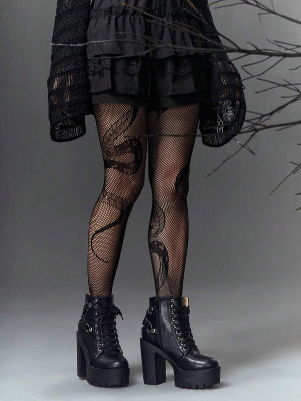Snake Pattern Fishnet Stockings