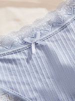 Lace Trim Bow Front Thong - 3