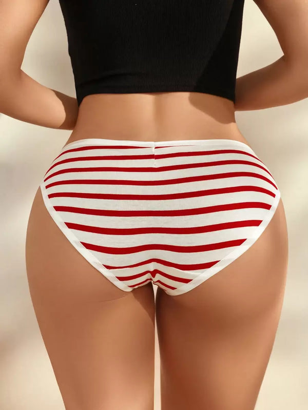 Multicolor Striped Knit Bikini Panties