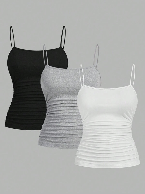 Plus Size Ruched Side Camisole Set