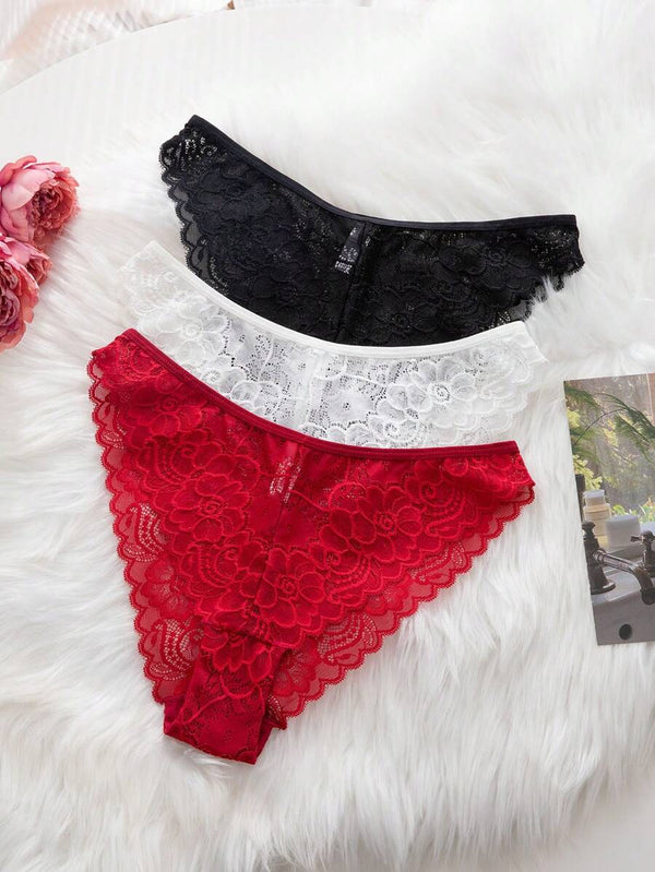 Romantic Lace Bikini Briefs Set