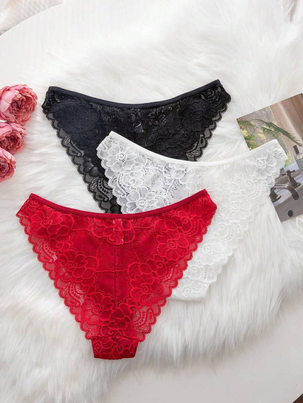 Romantic Lace Bikini Briefs Set