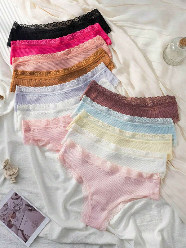 Seamless Lace Triangle Panties Set