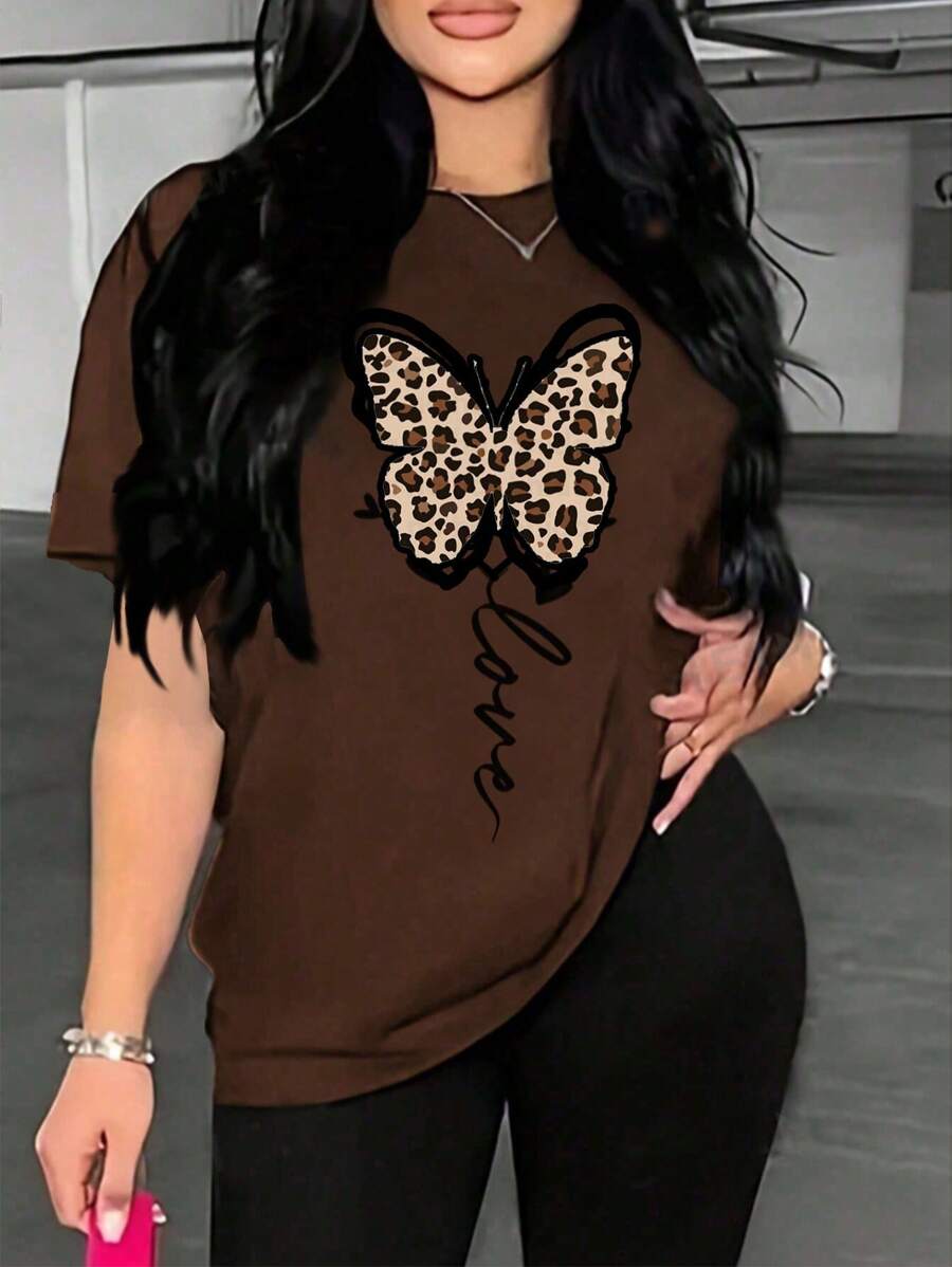 Leopard Print Round Neck T-Shirt