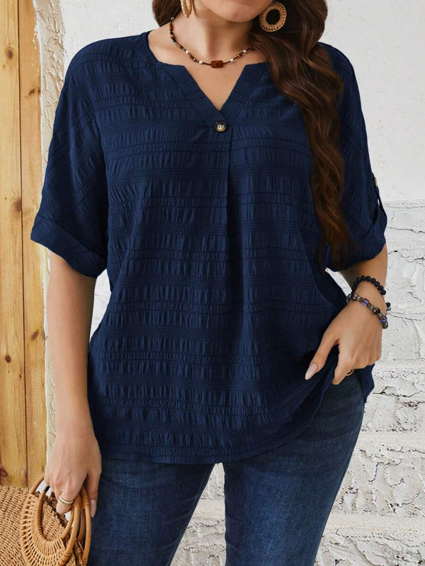Plus Size V-Neck Loose Blouse