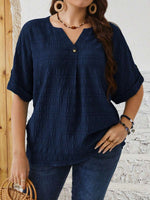 Plus Size V-Neck Loose Blouse - 4