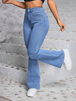 Simple Fitted Flare Jeans - 1