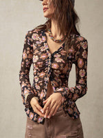 Boho Lace V-Neck Flare Sleeve Blouse - 5