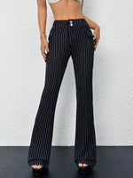 Low Waist Striped Flare Pants - 3