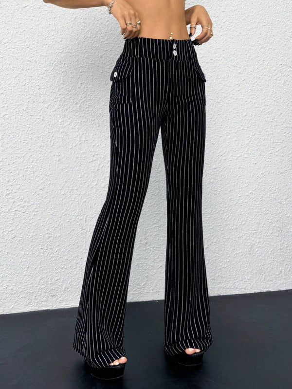 Low Waist Striped Flare Pants