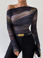 Marble Ombre Asymmetric Long Sleeve Top - 3