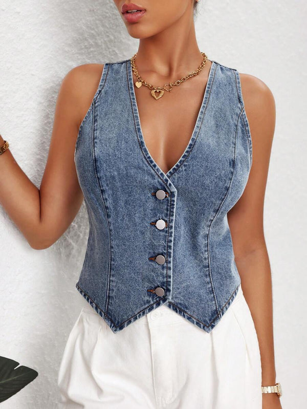 Denim Vest Top