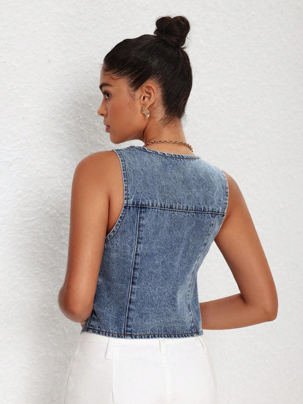 Denim Vest Top