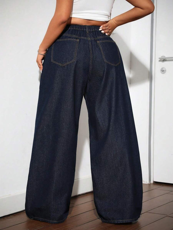 Plus Size Wide-Leg Boyfriend Jeans