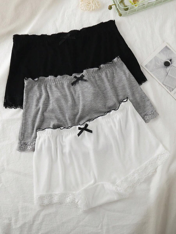 Casual Ribbed Trim Panty Set