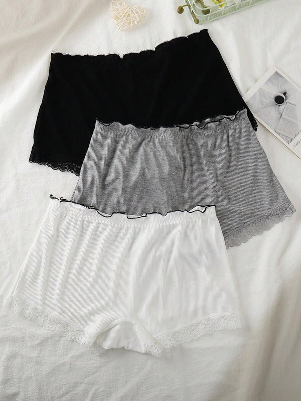 Casual Ribbed Trim Panty Set