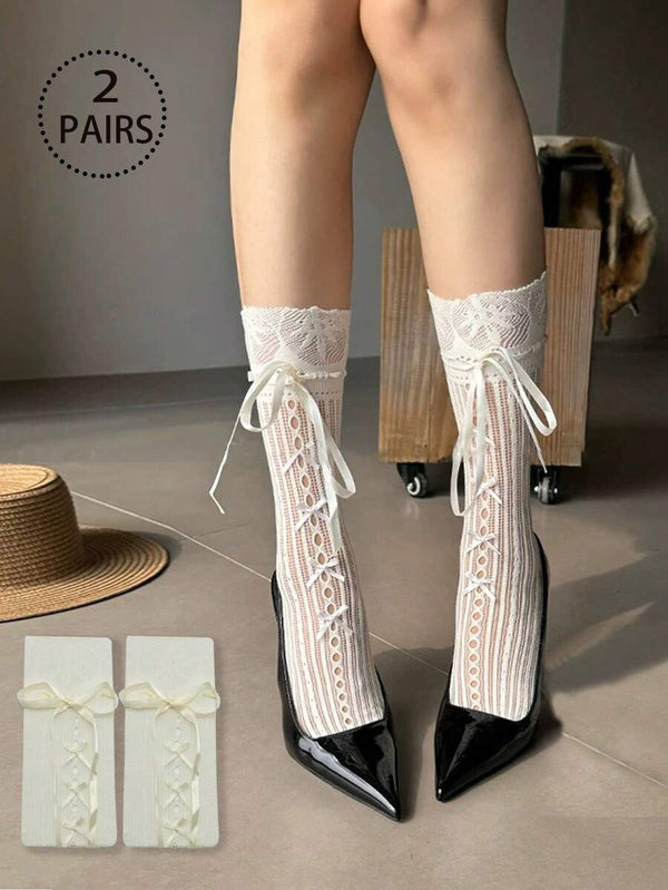 Lolita Lace Bow Knee-High Socks