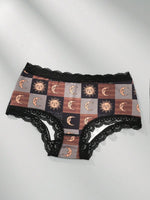 Sun & Moon Lace Trim Panties Set - 3