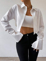 Asymmetrical Puff Sleeve Crop Shirt - 5