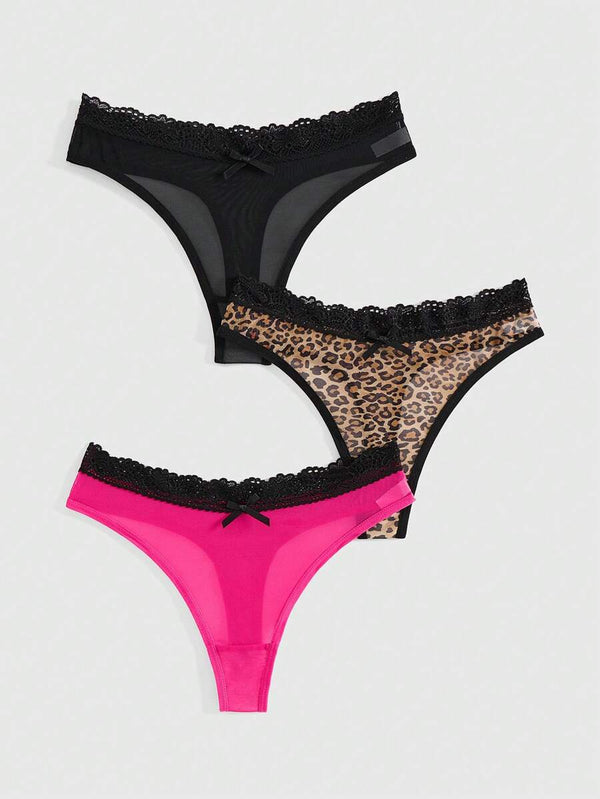 3 Pack Lace Trim Briefs