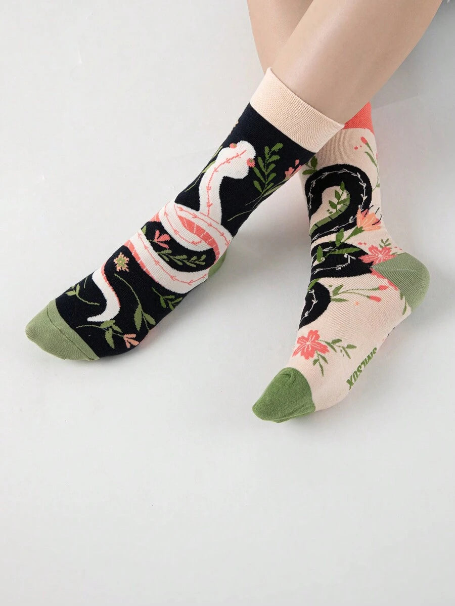 Fairycore Printed Mid-Calf Socks