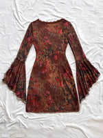 Vintage Butterfly V-Neck Fringe Mini Dress - 4