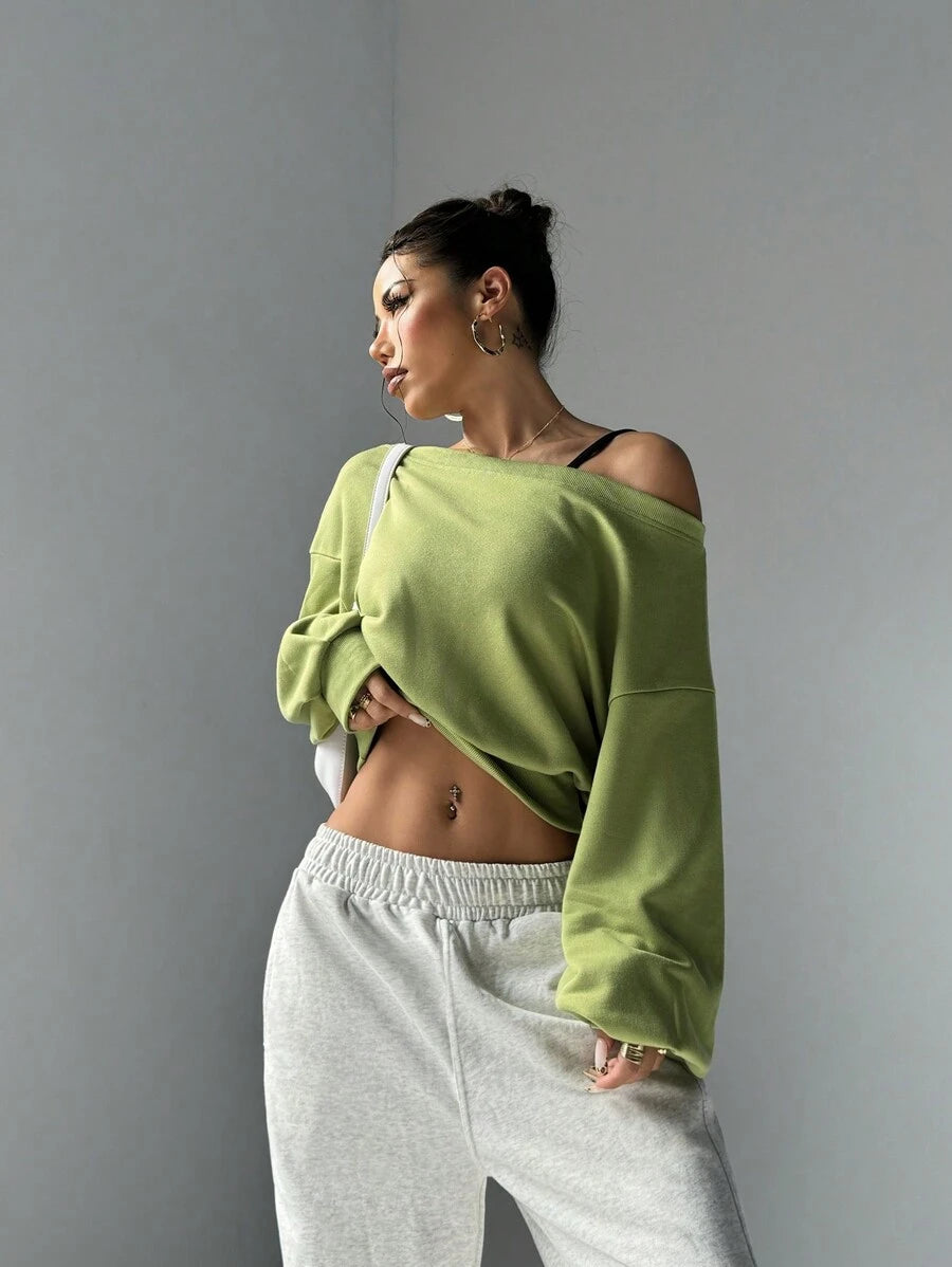 Asymmetric Collar Sweatshirt