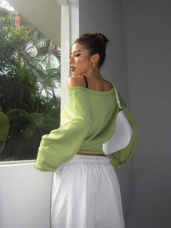 Asymmetric Collar Sweatshirt