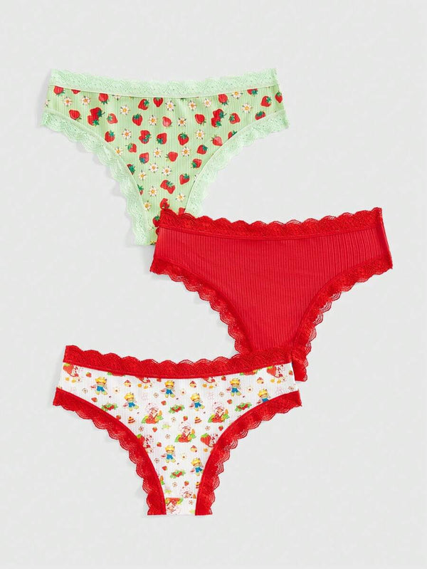 Strawberry Lace Bow Briefs Set
