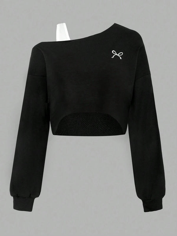 Ribbon Embroidered Sweatshir