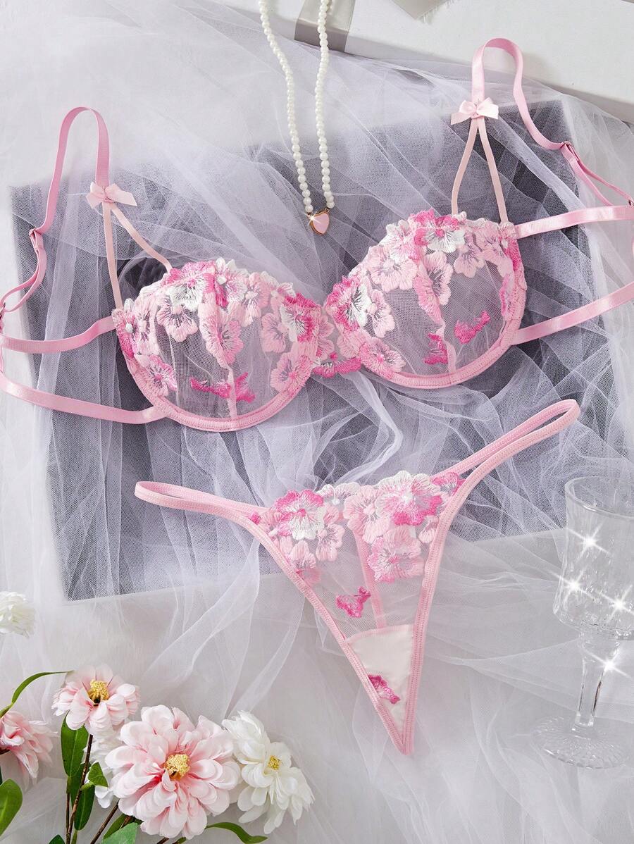 Summer Embroidered Lingerie Set