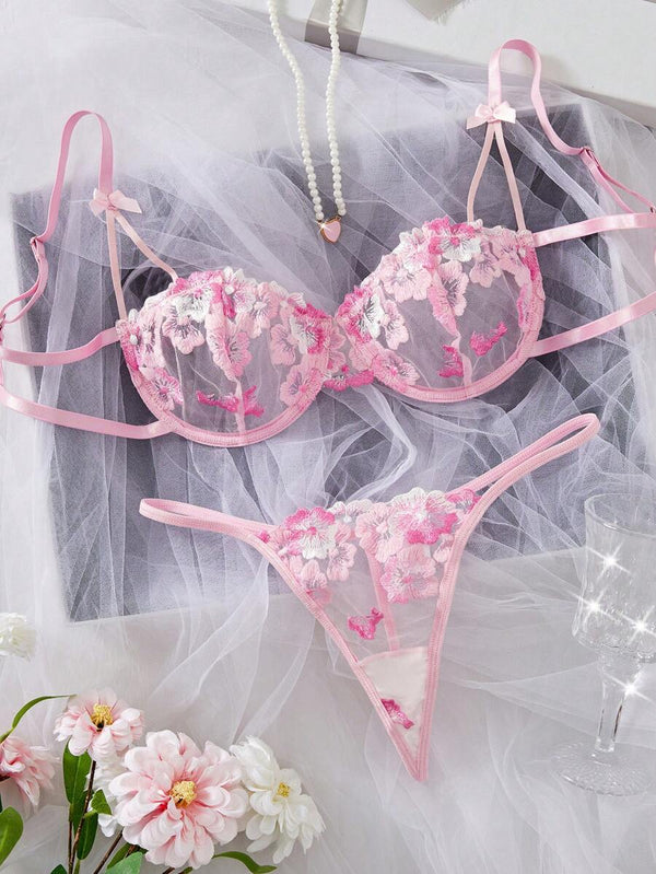 Summer Embroidered Lingerie Set