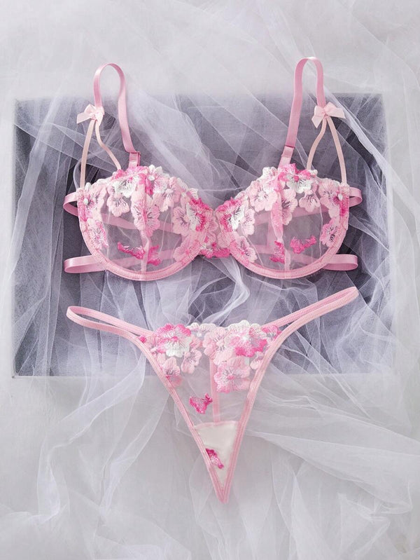 Summer Embroidered Lingerie Set