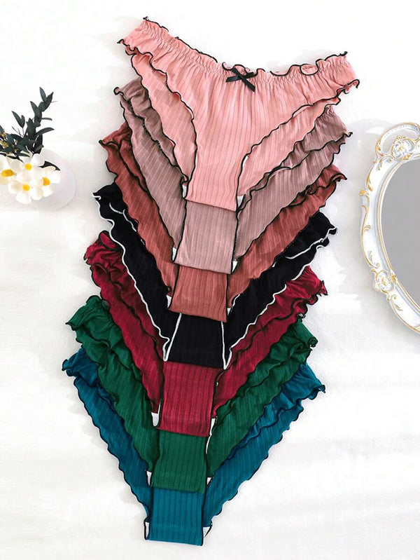 Ruffled Ribbed Bikini Panty Set