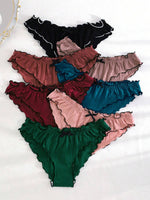 Ruffled Ribbed Bikini Panty Set - 4